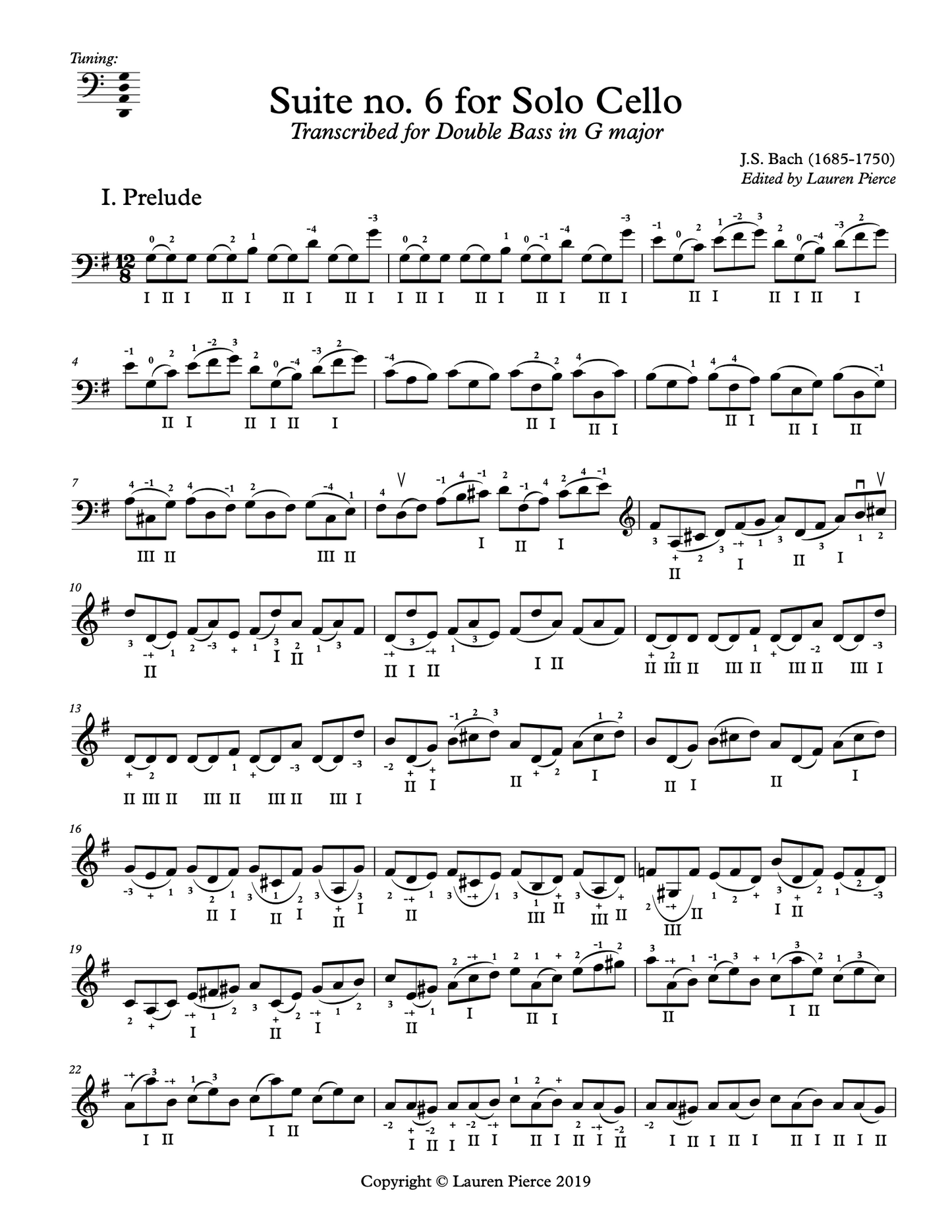 J.S. Bach: Cello Suite No. 6 in G Major (arr. for double bass by Lauren Pierce)