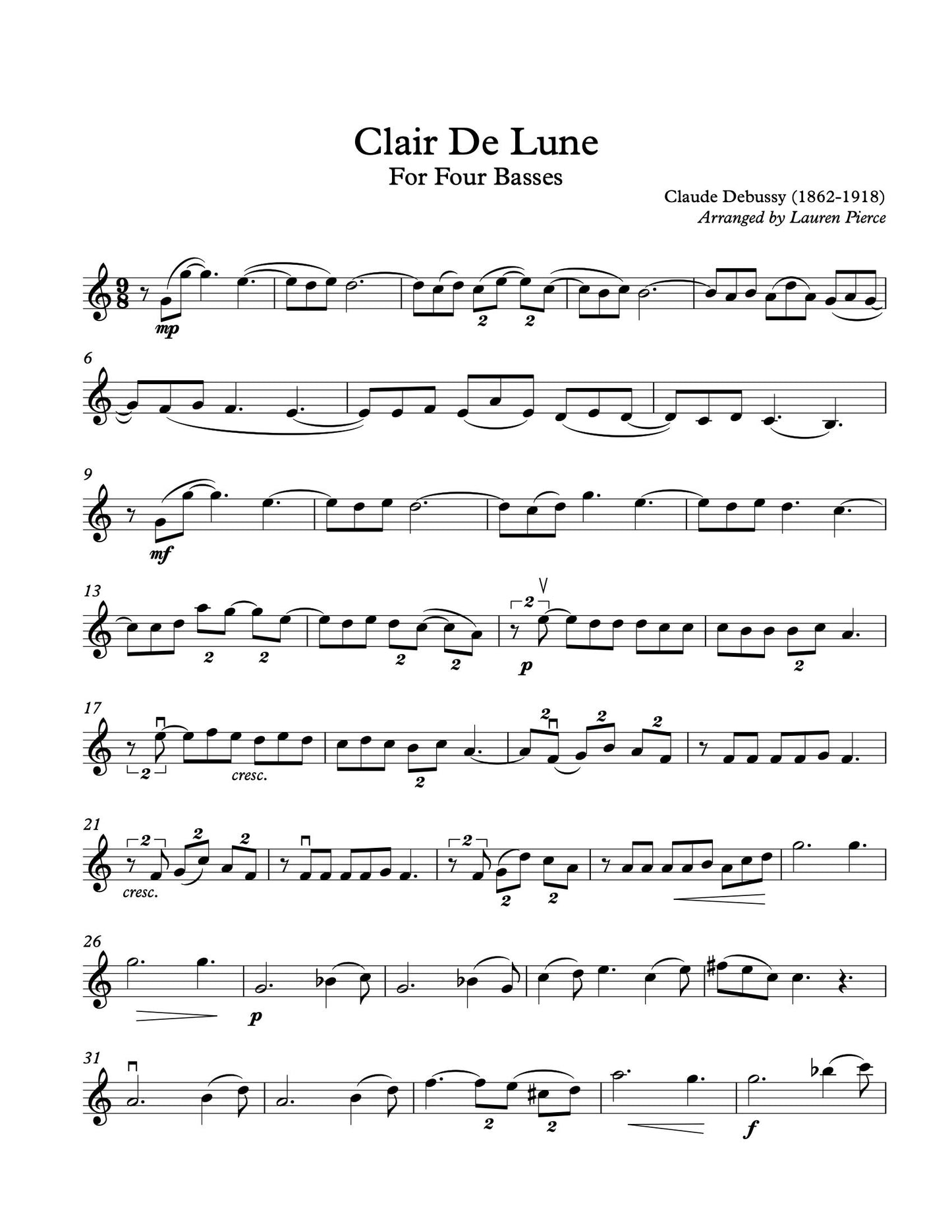 Debussy: Clair De Lune for 4 basses (arr. by Lauren Pierce)