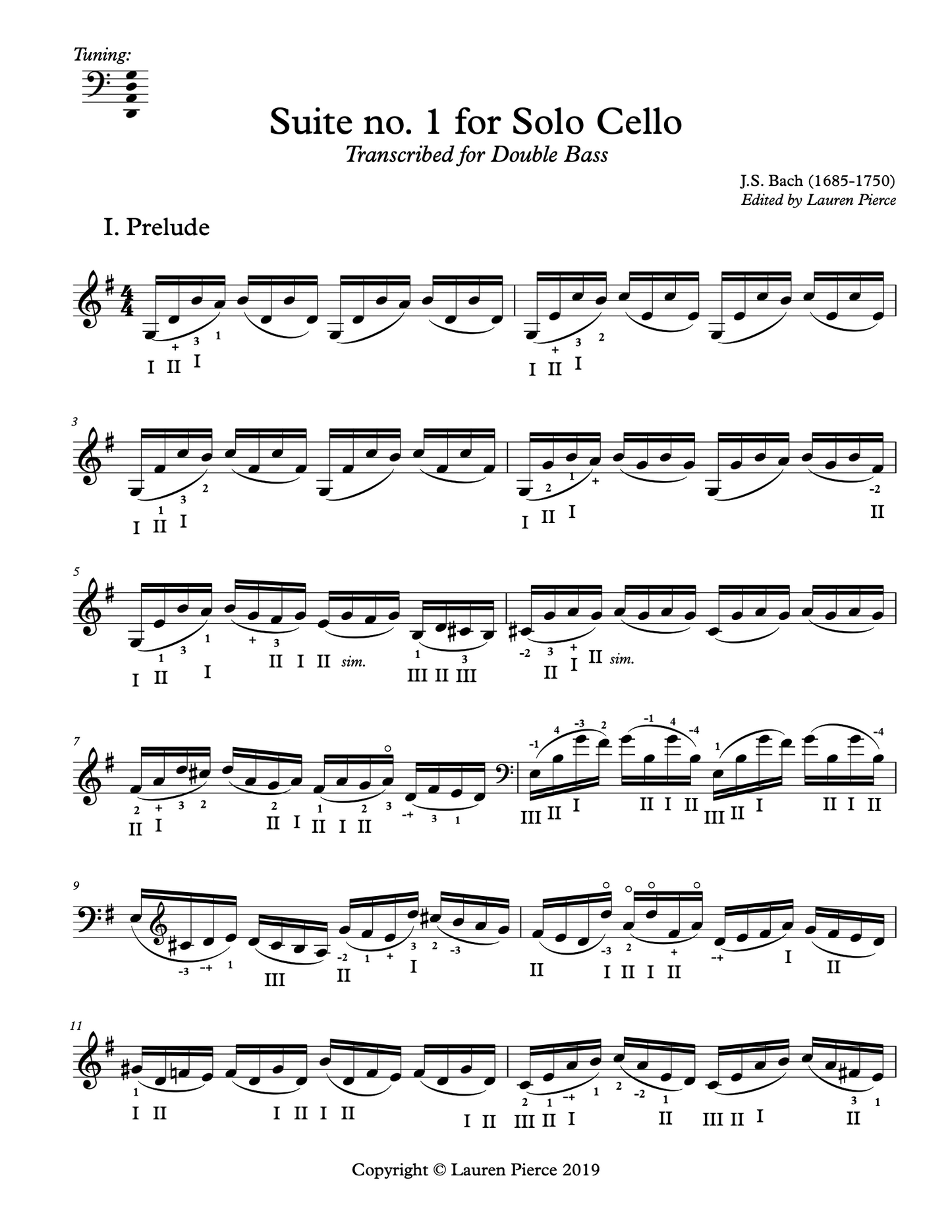 J.S. Bach: Cello Suite No. 1 in G Major (arr. for double bass by Lauren Pierce)