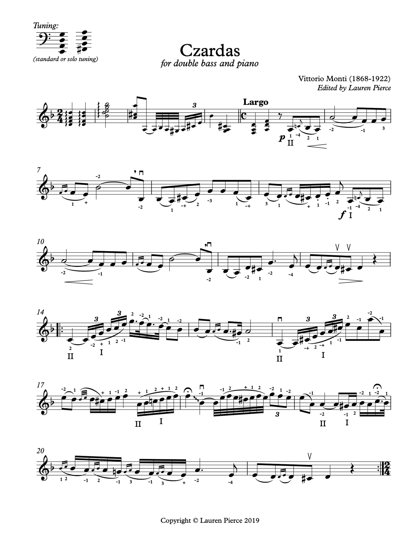 Monti: Czardas for double bass and guitar (arr. by Lauren Pierce)